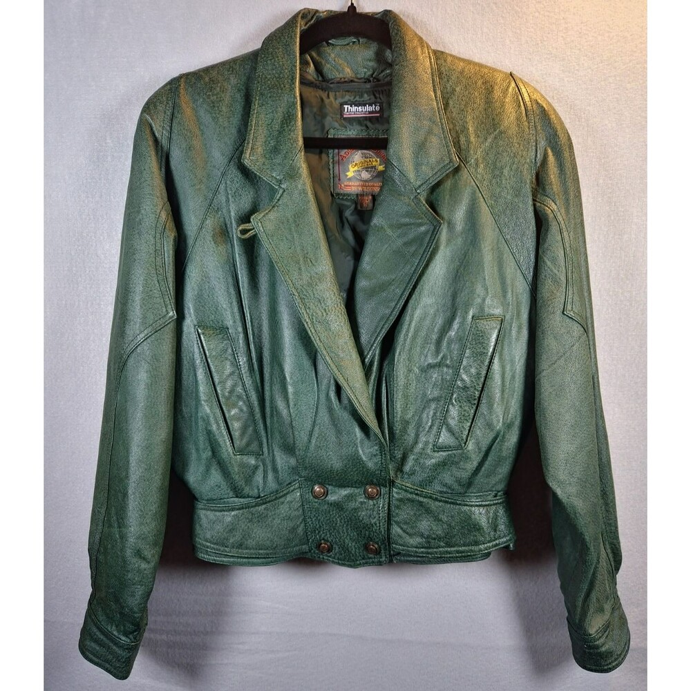 Vintage Wilson’s Leather Green Leather Jacket w/ Thinsulate Womens Small 80s 90s